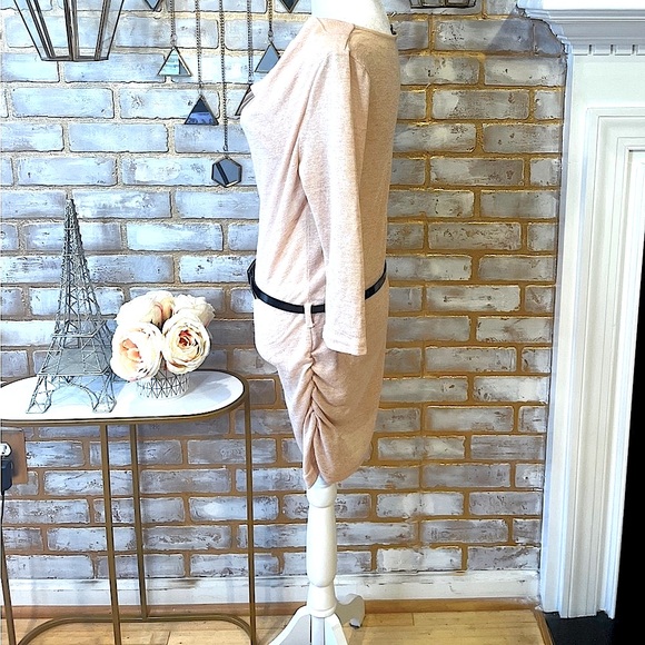 Venus Pink Cowl Neck Ruched Skirt Belted Fitted Mini Dress, Women’s Size Small. - Picture 5 of 7